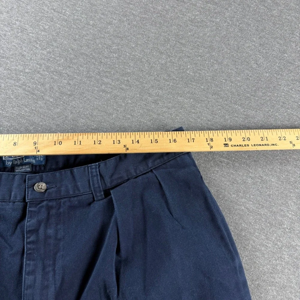 Polo Ralph Lauren Mens Tyler Short Navy Blue Pleated Chino Cotton Shorts Size 36